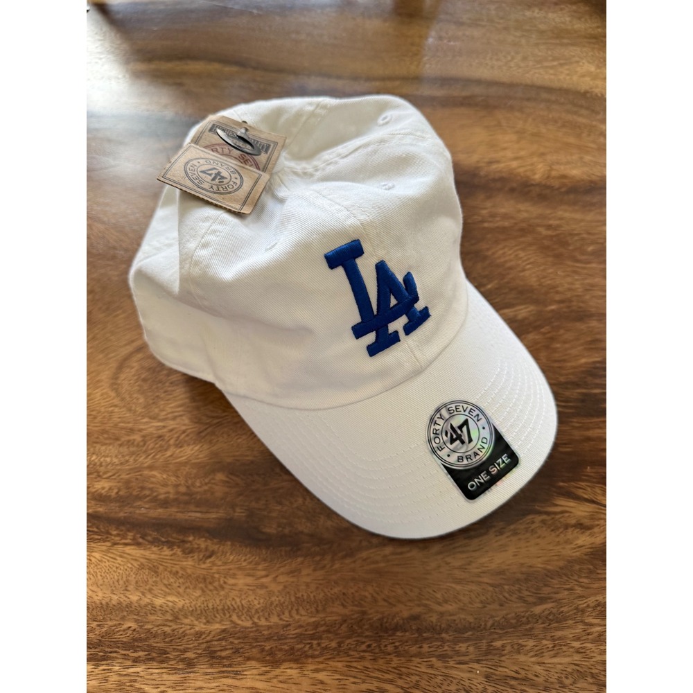 47 Brand Los Angeles Dodgers Hat White Blue LA Logo Adjustable MLB Baseball Cap